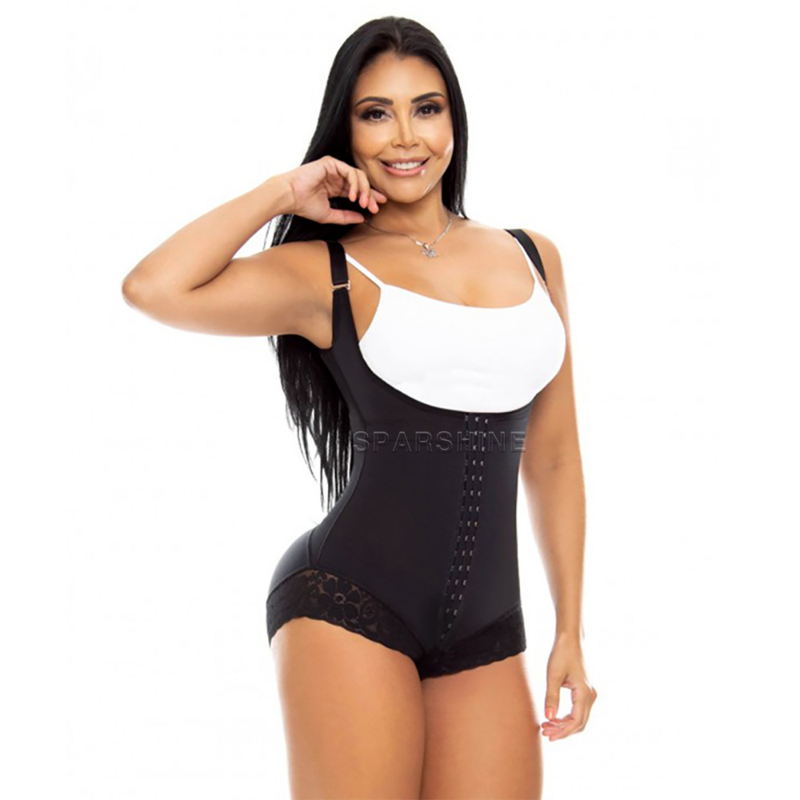 Fajas Colombianas 고압축 배 제어 삼각형 오픈 체스트 보정속옷 허리 트레이너, 엉덩이 리프터, 플랫 배 바디 수트