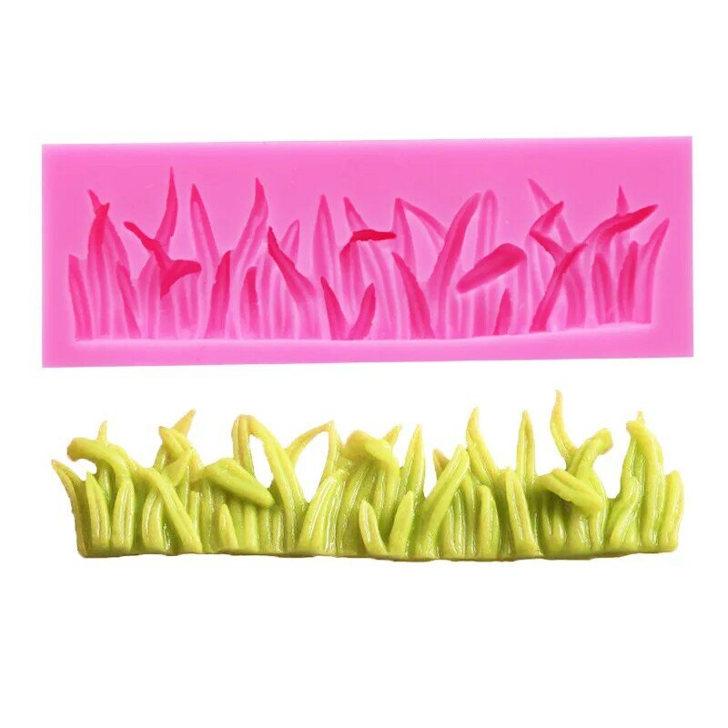 Cetakan kue silikon berbentuk rumput kecil 3D alat panggang dapur DIY cetakan kerajinan Resin plester tanah liat dekorasi jeli coklat Fondant