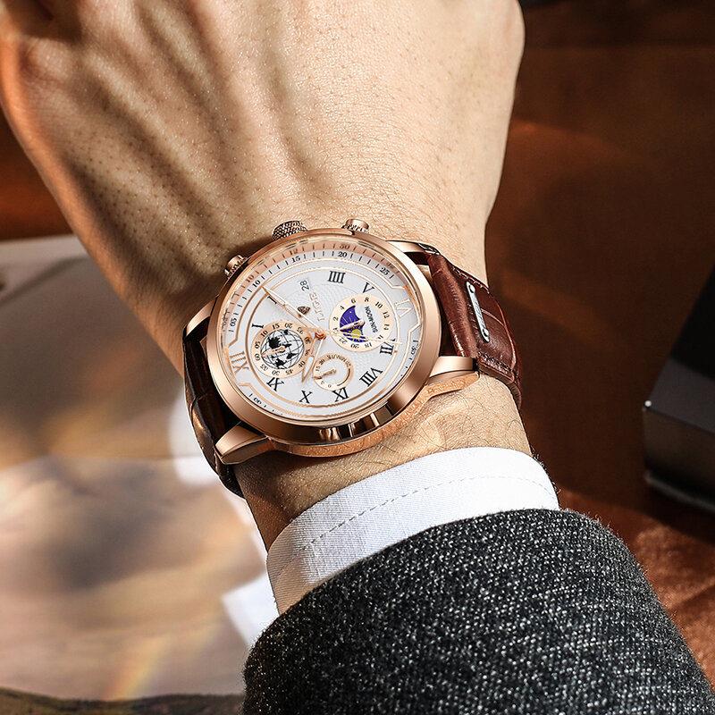LIGE-남성 럭셔리 패션 방수 시계, 최고 브랜드, 남성 캐주얼 스포츠 비즈니스 쿼츠 손목 시계, 남성 시계