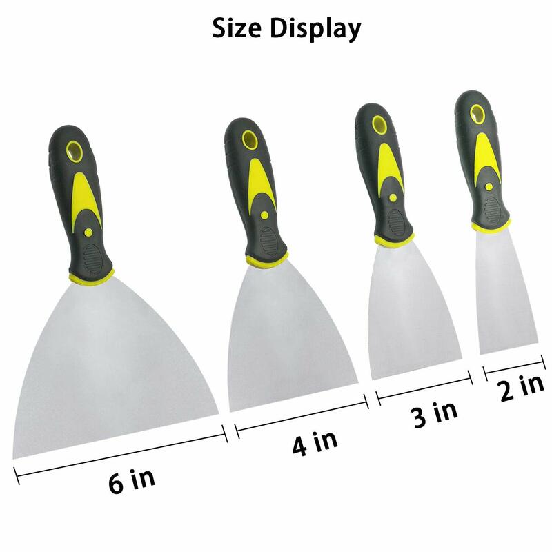 14Pcs Putty Knife Kit Stainless Steel Paint Scraper Tools for Removing Wallpaper, Sanding Sponge Paint Brush Knife Set