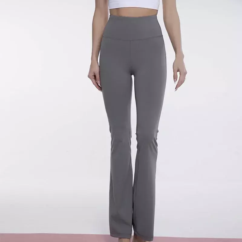 Pantalon de yoga évasé taille haute pour femme, fitness, nylon, sports de plein air, haute commande