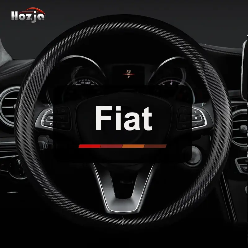 Funda de cuero de carbono para volante de coche, accesorio para Fiat 500, 500l, 500x, Ducato, Bravo, Panda, Freemont, Stilo, 2012 - 2024