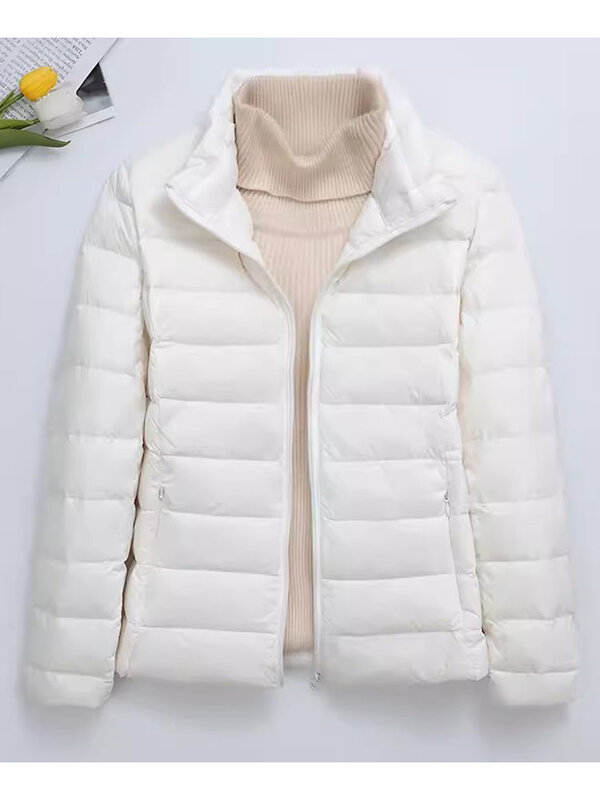 Damski płaszcz zimowy 2023 nowy ultralekki kurtki z puchu kaczego przenośny damski Puffer Parkas wiatroszczelny płaszcz puchowy dla damska odzież wierzchnia