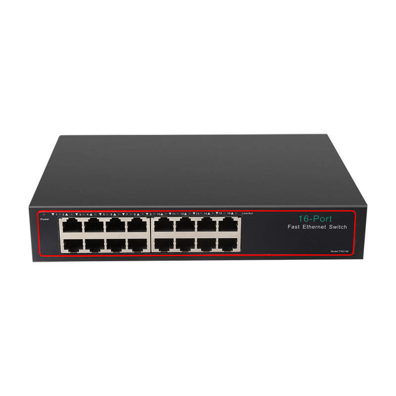 16 puertos 10/100mbps switch 3,2 Gbps L2 100m conmutador de red compatible con Vlan