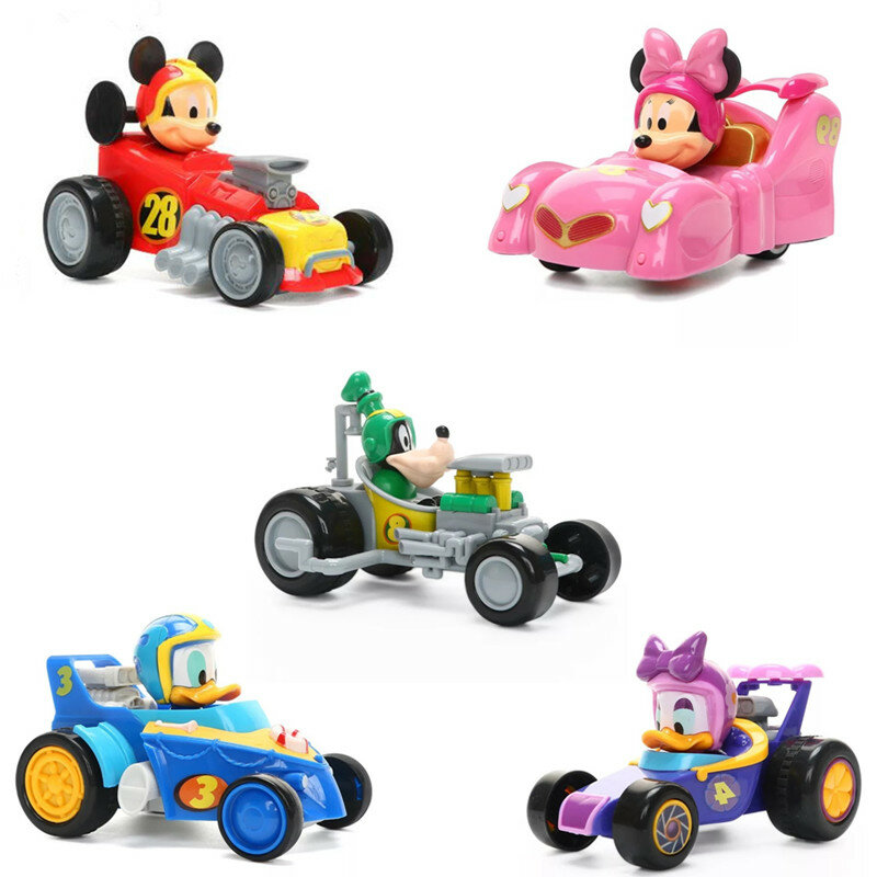 Новинка, Disney, Микки с мультяшными машинками Pixar, Минни, Дональд, утка, ромашка, гоффи, качественная пластиковая игрушечная машинка для детей, подарок на день рождения