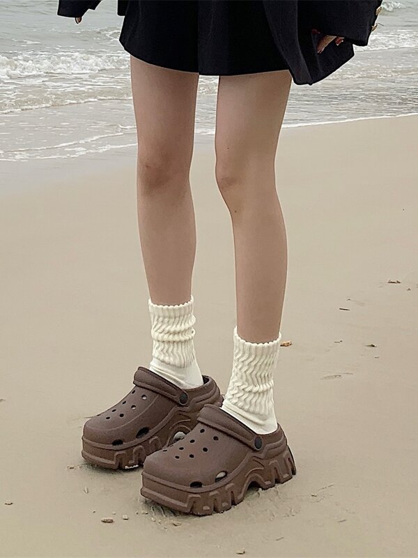 Sepatu Sandal Pria sol tebal, untuk wanita musim panas sepatu sandal taman pakaian luar sol tebal sepatu pantai Sporty modis,