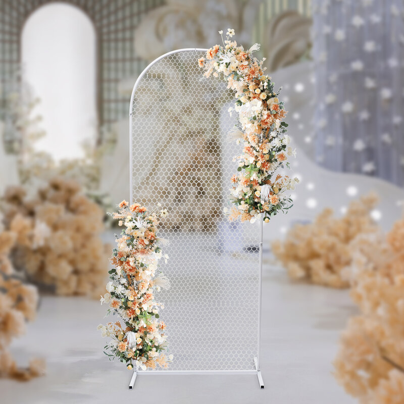 Arco de malla de Metal para boda, soporte de fondo de hierro, accesorios de fiesta, decoración de bricolaje, suministros de boda, blanco
