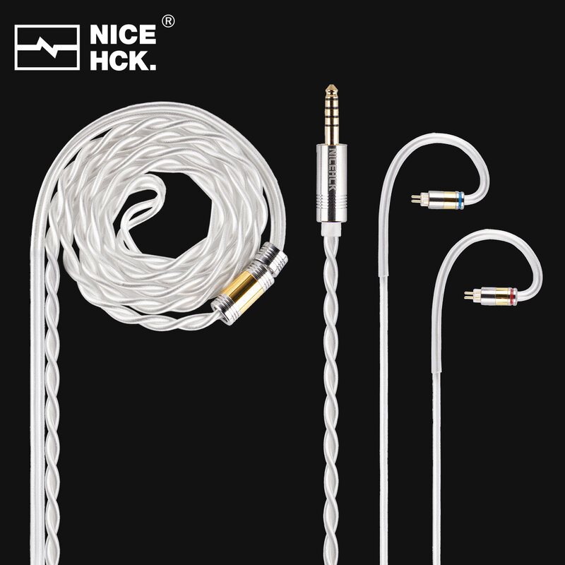 NiceHCK SnowCat HiFi Cable 6N OCC+6N Silver Plated OCC Earphone Wire 3.5/2.5/4.4 MMCX/2Pin/QDC for Kima Galileo Aria FH11 HOLA