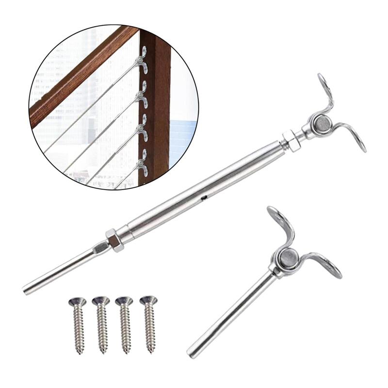 Cable Railing Kit for Wood Post Stainless Steel Adjustable Angle Sturdy Parts for Indoor Repairing Stair Railing Wire Rope Cable