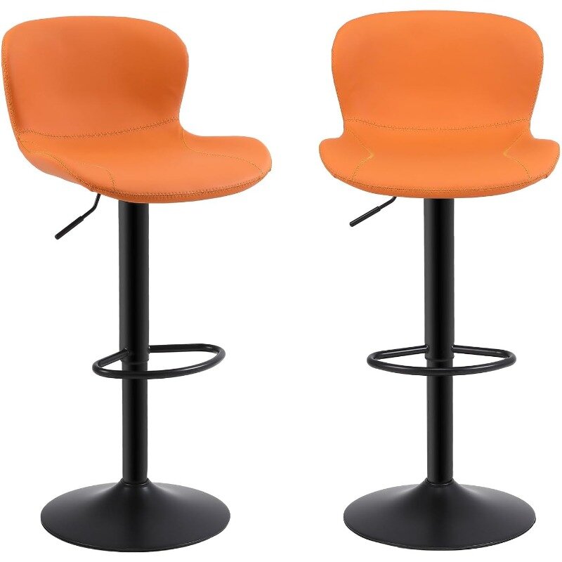 Stołki barowe zestaw stołków barowych o wysokości 2, ze skóry PU z tylnymi, z regulowanymi krzesła barowe obrotowymi o regulowanej wysokości,