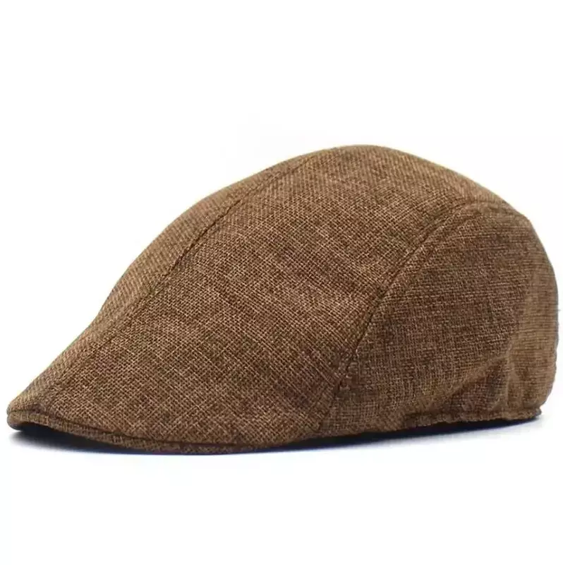 Men's Summer Breathable Duck Tongue Hat Women's Linen Breathable Travel Solid Beret Walking Sun Protection Hat