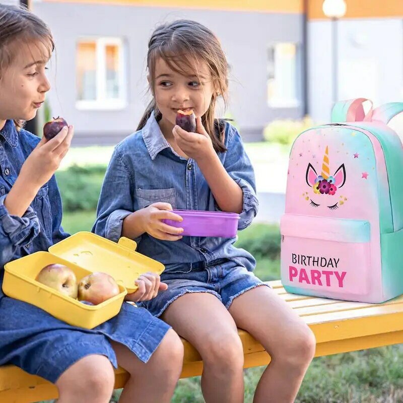 여아용 말 각인 인쇄 배낭 학교 가방 세트, 귀여운 블루 핑크 방수 어린이 책가방