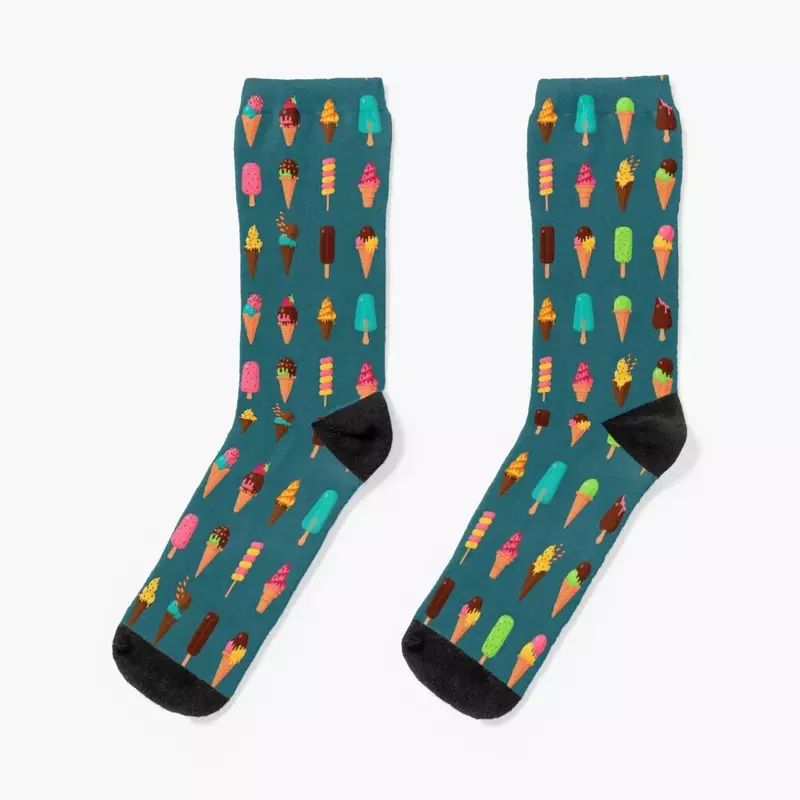 Ice Cream print Socks bright garter cartoon Socks For Men Women's