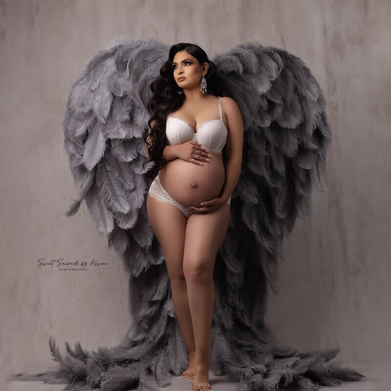Rekwizyty do fotografii ciążowej skrzydła anioła z piór spersonalizowane duże skrzydła anioła z piór strusia do kreatywnego fotografowania rekwizytów