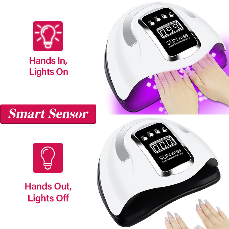 Secador de uñas LED UV de 300W y 66 LED para secar esmalte de uñas en Gel, diseño portátil con pantalla táctil LCD grande, lámpara de uñas con Sensor inteligente para salón