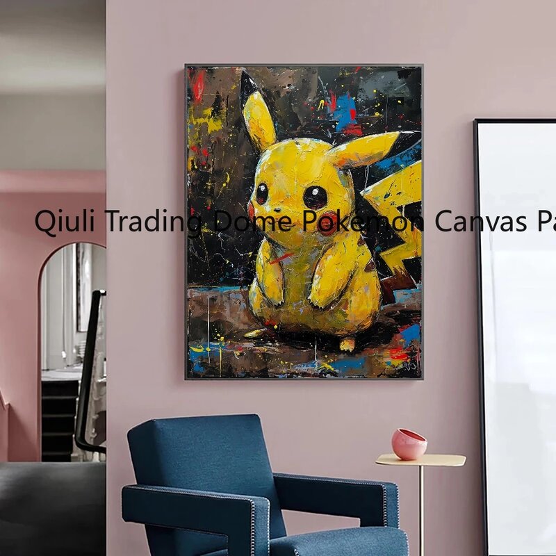 Anime Pokemon Character Pikachu Graffiti Poster HD Print Canvas Painting Creative Home Bedroom Art Wall Decoration Painting Gift