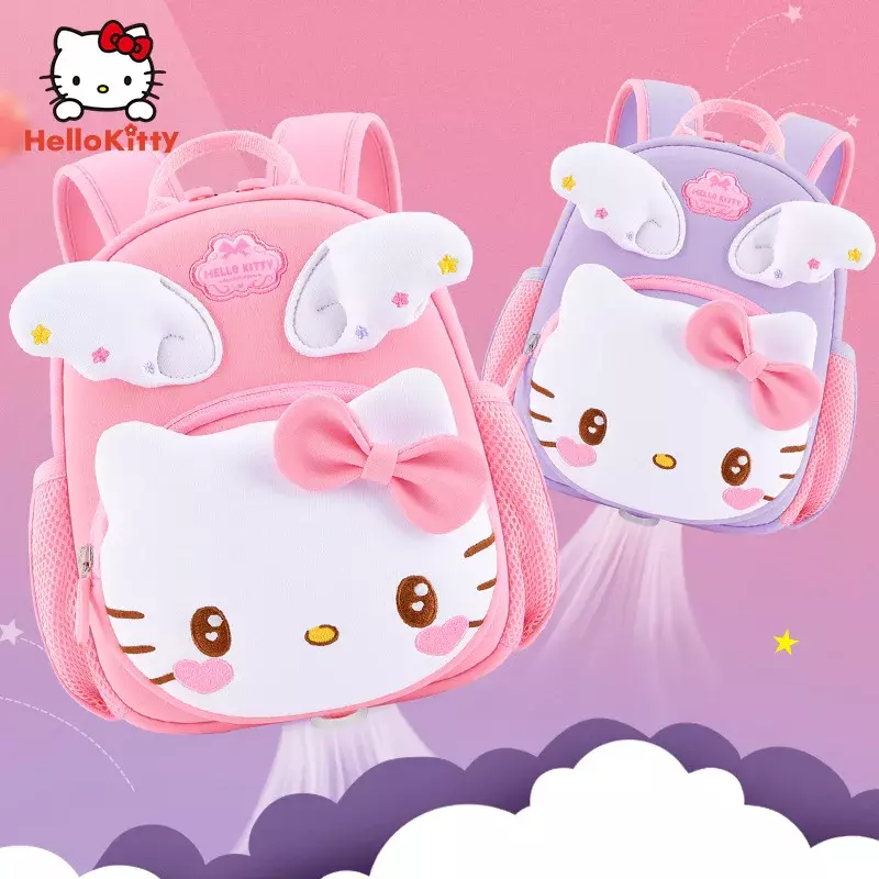 Sanrio Hello Kitty Student Schoolbag, almofada de ombro infantil fofa, desenho leve, mochila de grande capacidade, novo