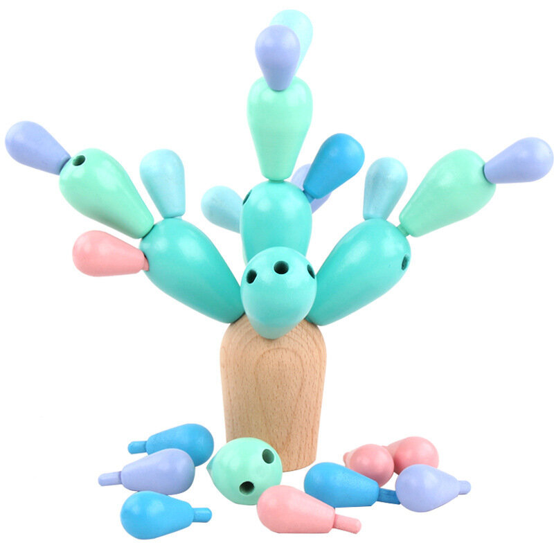Zabawki drewniane dla dzieci kaktus kolorowe litery klocki wstawianie kaktusa wczesna edukacja dla dzieci zabawki edukacyjne prezent