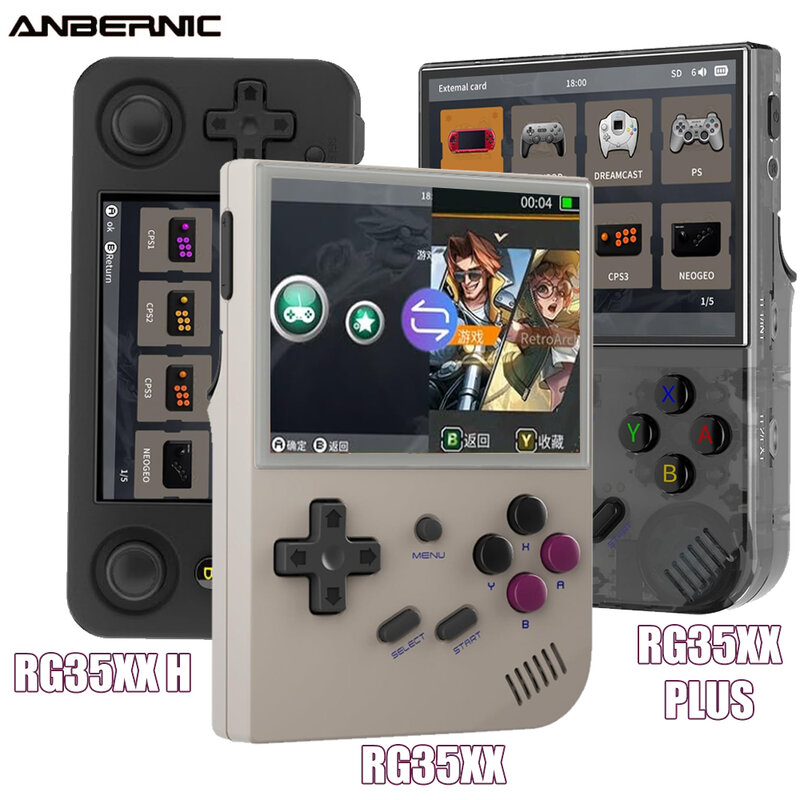 Anbernic-ポータブルビデオゲームプレーヤー、rg35xx plus rg35xx h、ハンドヘルドゲームプレーヤー、3.5 "ips、640x480スクリーン、クリスマスギフト