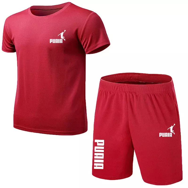 New Men's Clothing Summer Sports Suit Comfortable Breathable Mesh Running Sets Jogging Fitness Tracksuit Men Training Jersey