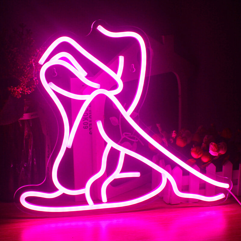 Letrero de neón Sexy para mujer, luces LED con logotipo, Pose corporal, decoración de habitación para dormitorio, fiesta en casa, Bar, Club nocturno, lámpara de pared artística alimentada por USB
