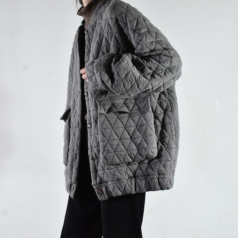 Grande treliça rhombic algodão jaqueta feminina outono e inverno 2022 nova gordura mm solto pelúcia engrossado algodão jaqueta