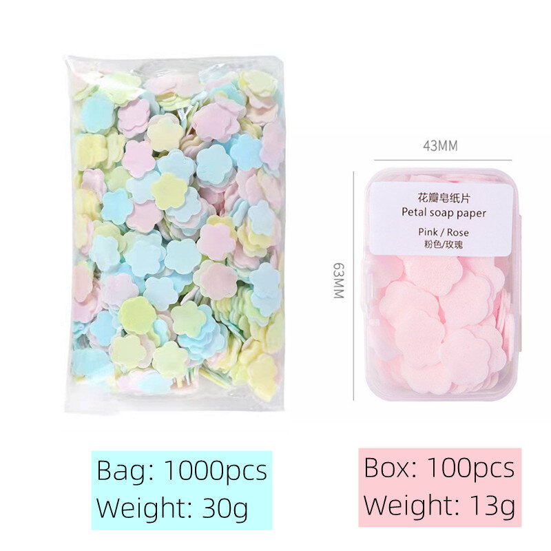 200/1000pcs Disposable Paper Soap Flowers Shape Washing Hand Bath Paper Soap Sheets for Kitchen Outdoors Portable Travel Camping
