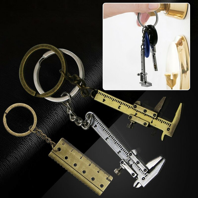 Portable 0-4cm Mini Vernier Calipers Keychain Measuring Gauging Tools Key Ring Model Keychain Creative Gift