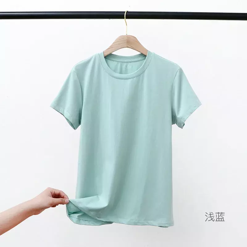 Camiseta de manga corta CAB005 para mujer, Camisa ajustada de fondo, primavera y verano, novedad de 2021