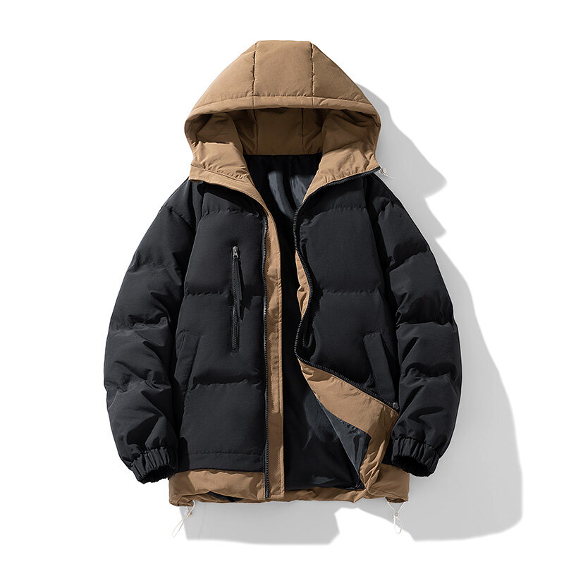Abrigo holgado y cálido de algodón para hombre, chaqueta con capucha gruesa versátil de dos piezas, moda juvenil, otoño e invierno, novedad