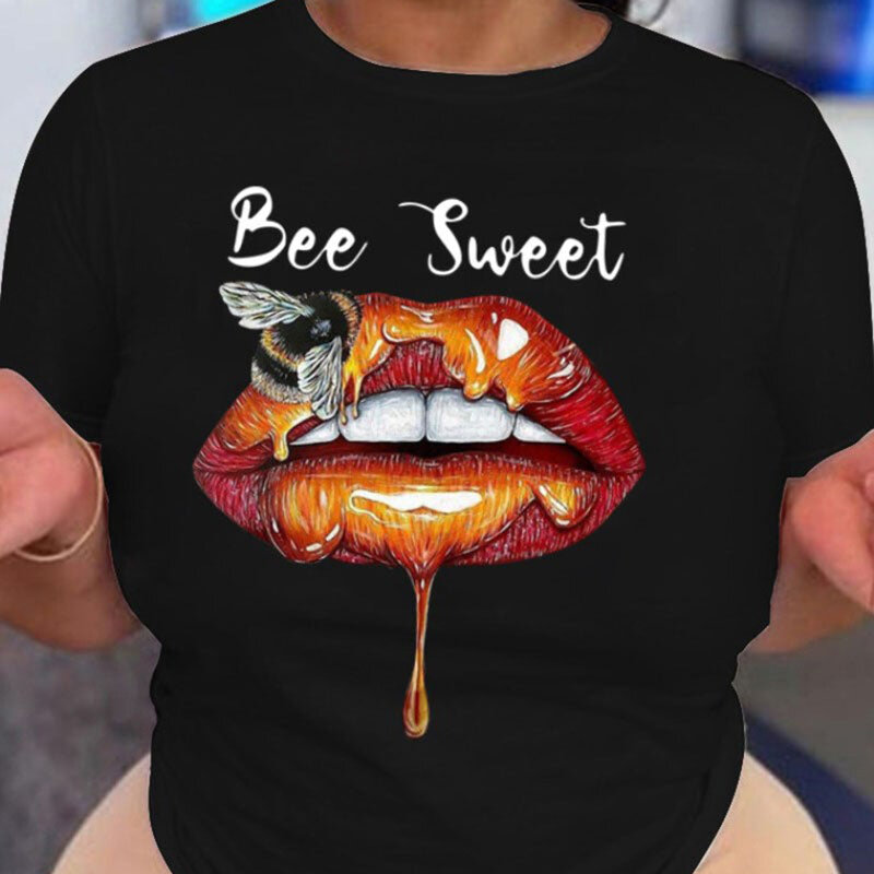 Летние женские футболки с круглым вырезом и принтом пчелы