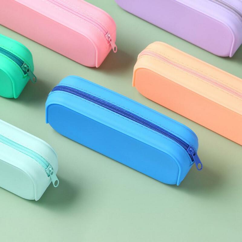 Waterproof Soft Silicone Pencil Case Zipper Pen Stationery Makeup Storage Pouch Bag Organizer Student Gift School Supplies