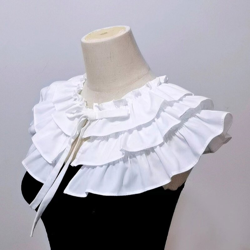 White Ruffled Collar Girls Clothes Accessiory Peterpan Collar Ancient Art Traditional Large Lapel Shawl Collar Lapel DXAA