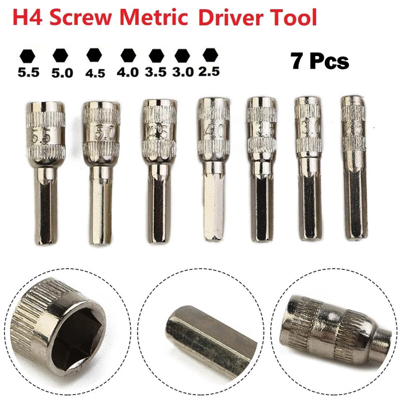 High Quality Practical Durable Hex Socket Hex Shank Driver Metal Silver 6 Point 7Pcs/Set Hand Tools Hexagonal Shank