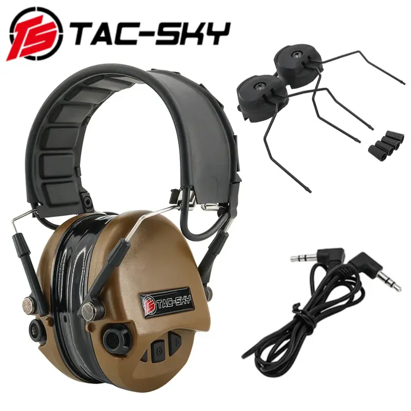 TS TAC-SKY 군용 SORDIN 전술 헤드셋, 에어소프트 TEA 고위험 타이어 청력 보호, 소음 차단 픽업 헤드폰