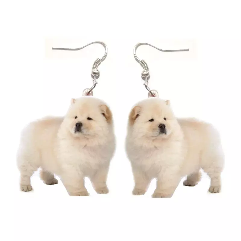1Pair Chowchow Acrylic Cute Chow Dog Earrings Not 3D Charms Earring Animal Jewelry Women Gift Girl Fashion Men 2024