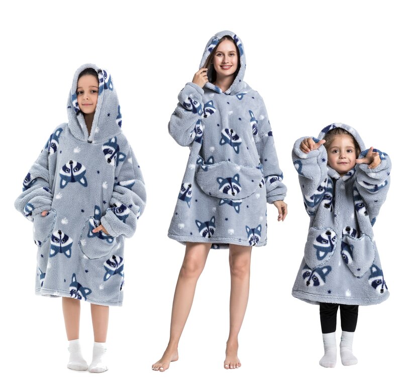 Coperta calda oversize Shu Velveteen per l'inverno felpa con cappuccio accogliente per adulti bambini bambini regali di natale di Halloween