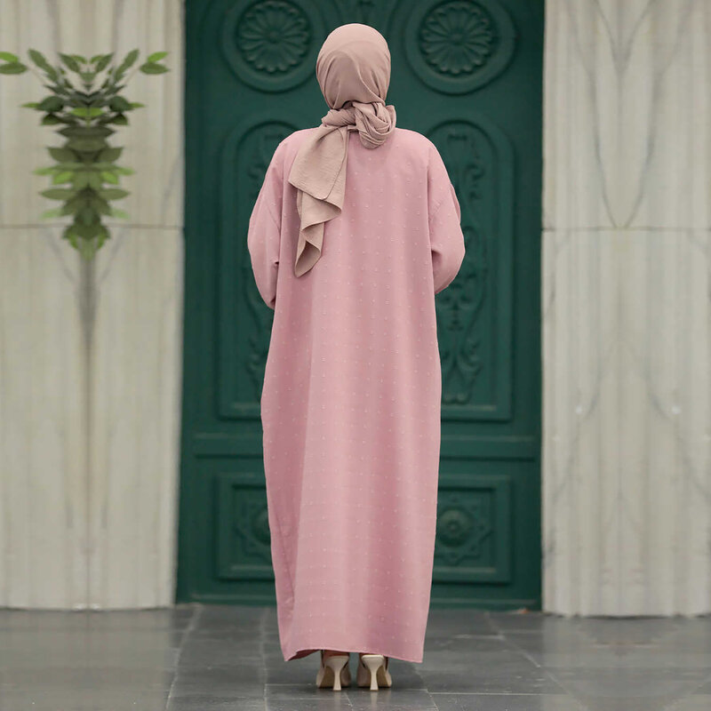 Moslim Jurk Midden-Oostelijke Gewaad Dames Driedimensionale Jacquard Taille Elegante Losse Arabische Islamitische Lange Jurk