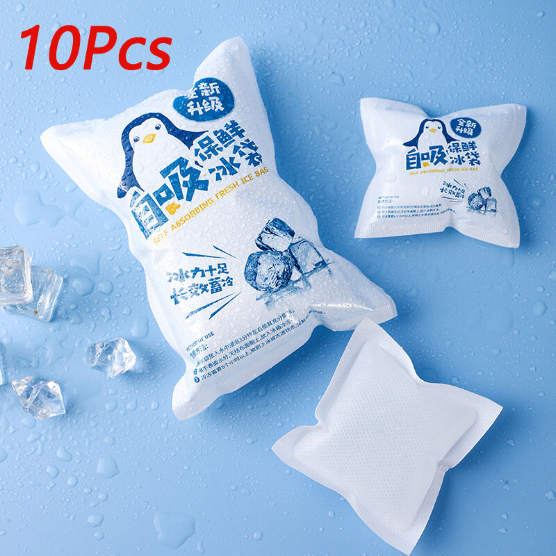 Reusable Automatic Water Absorption Freeze Gel Ice Bag Travel Drinks Food Refrigeration Preservation Pain Cold Compress Ice Pack