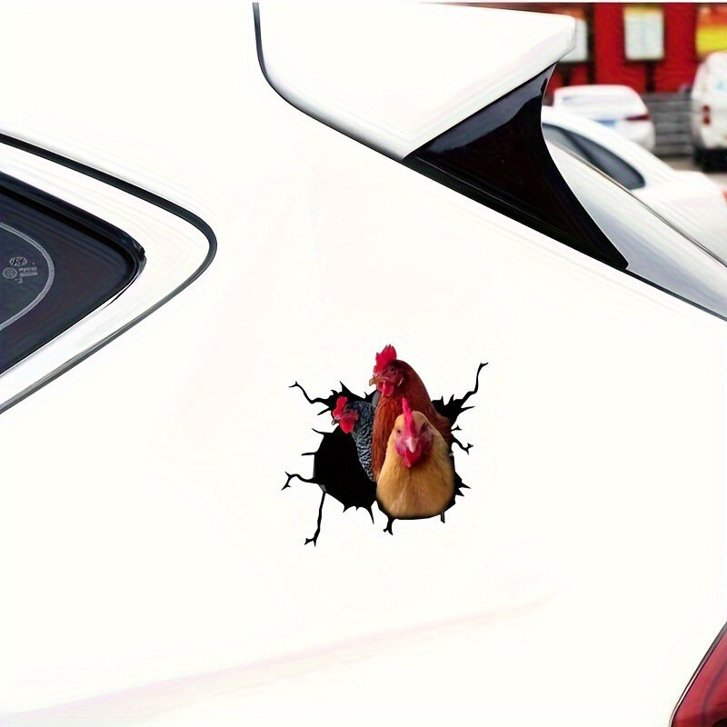 3d Kip Crack Dier Autoruit Auto Achterruit Laptop Sticker
