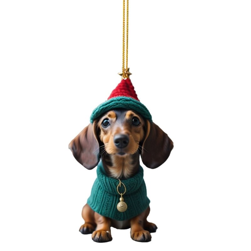 Kerst teckel ornamenten acryl kerstboom worst hond hangende ornamenten
