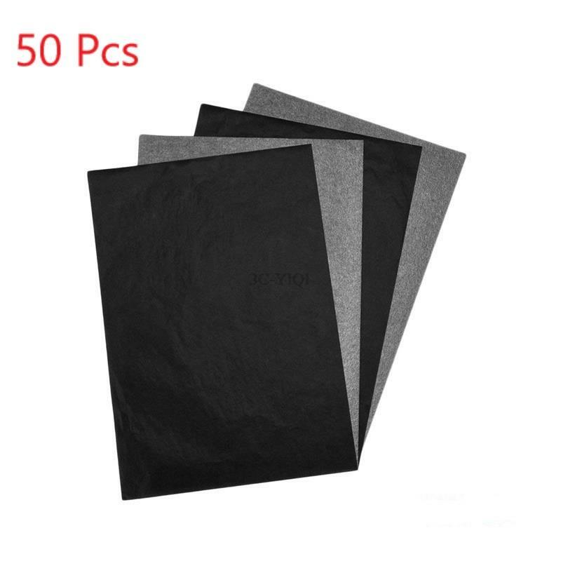 50 pezzi di carta al carbonio A4 nero leggibile grafite trasferimento tracciamento pittura riutilizzabile arte superfici copia carta