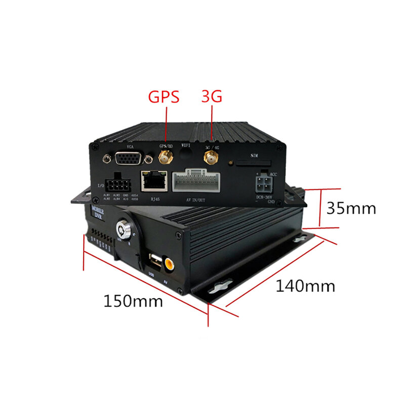 MDVR 4 웨이 듀얼 SD 카드 3G GPS 온보드 비디오 레코더, AHD 고화질 720P/960P 차량 모니터링 시스템