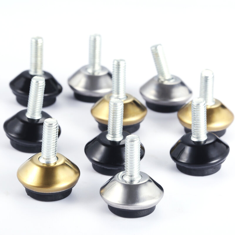 4pcs Furniture Levelers Feet Adjustable Metal Leg M6*15mm Thread Screw Black/Silver/Gold for Cabinet Table Chair Machine Base