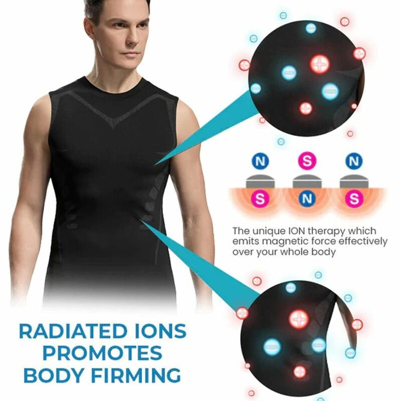 Формирующий ионный формирующий жилет, новый удобный топ без рукавов для фитнеса, дышащие спортивные обтягивающие жилеты для мужчин