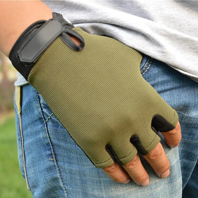 Gants sans doigts coordonnants pour hommes, équipement de sport en plein air, gants de camping, pêche, chasse, cyclisme, demi-doigt