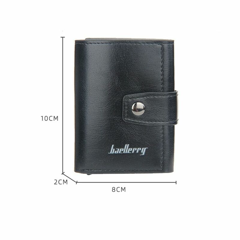 With Magnetic Buckle Men's Short Wallet New Folding PU Leather Fold Wallet Fashionable Multi Purpose Card Bag Men