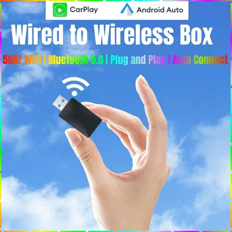 LEXXSON Mini Wired to Wireless 2 in 1 AI Box Apple Carplay 5G Wif & Bluetooth 5.0 Android Auto Adapter Non-inductive Connection