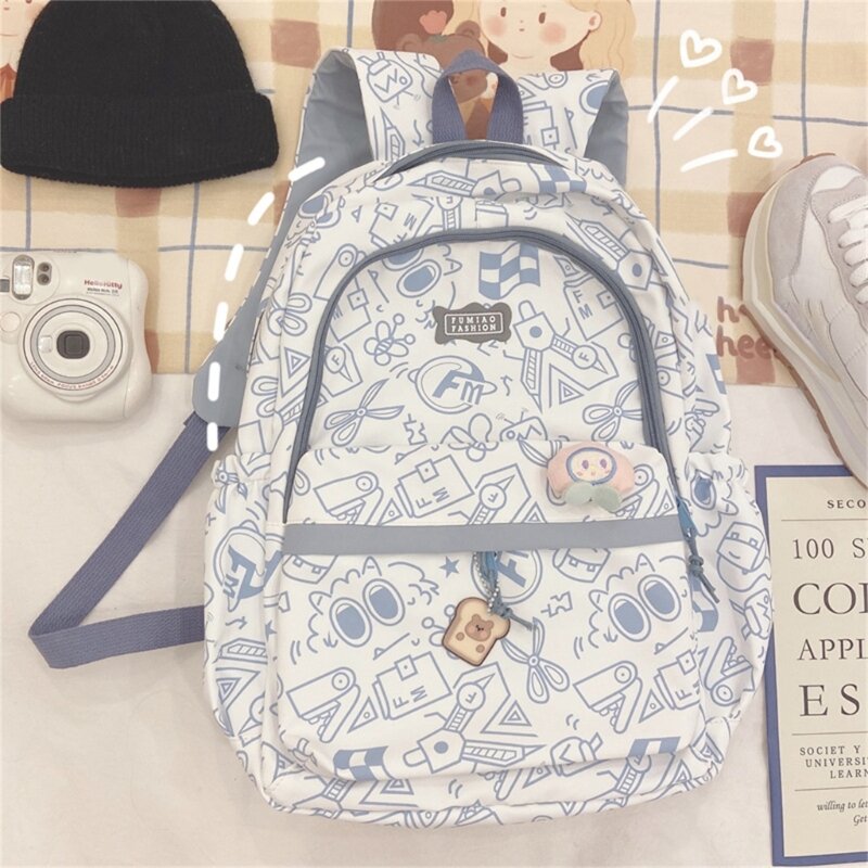 세련된 하라주쿠 그래피티 패턴 배낭 학교 가방, 학생용 노트북 가방, 여행 데이팩