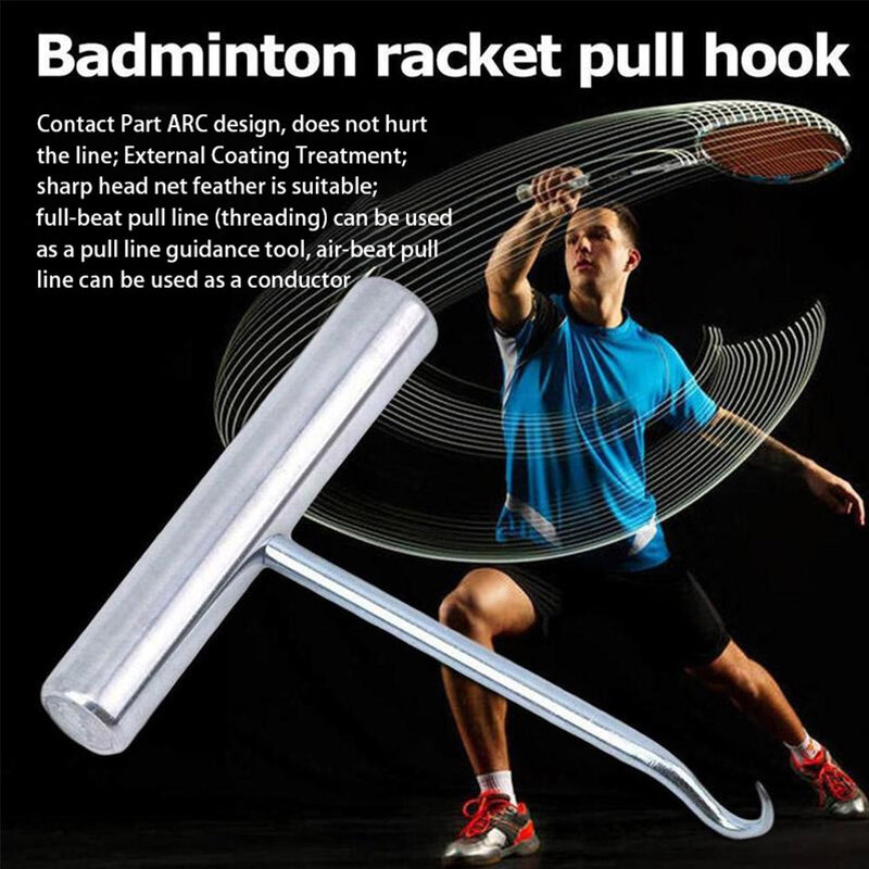 Aço inoxidável Stringing Pull Hook, Badminton Racquet, Extrator Ganchos